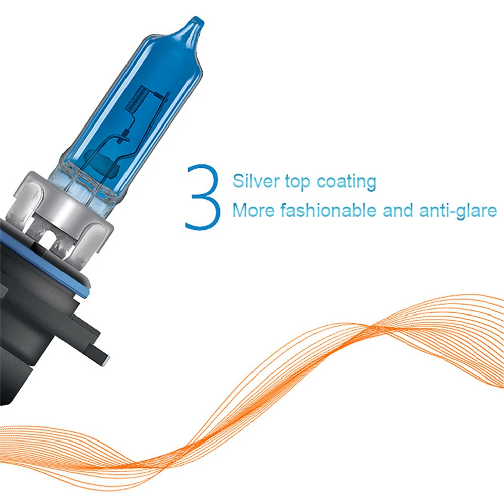 Halogen Headlight Bulb OSRAM H7 H4 H1 H11 HB3 9005 HB4 9006 COOL BLUE Hyper White Light Car Light Hi/Lo Beam 12V 55W 5300K (Pair)