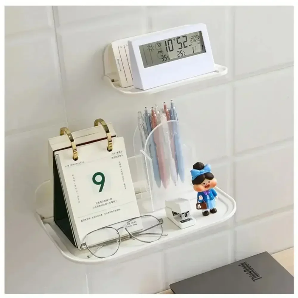 No Drill Wall Mounted Folding Shelf – Space Saving Foldable Storage Rack for Router Bathroom Kitchen Home Office Use