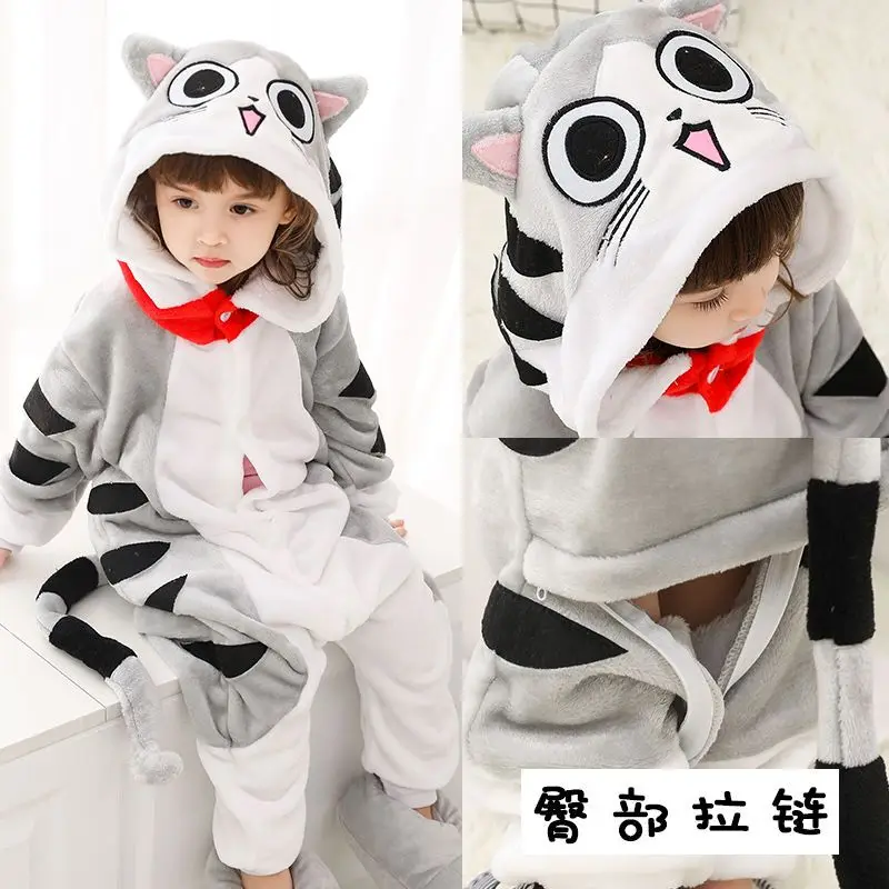 thumbnail image 1 of Pijamas de unicornio para niños, monos de punto para niños, monos de animales para bebés, monos de franela kigurumi para niños, monos cálidos de invierno, 1 of 5