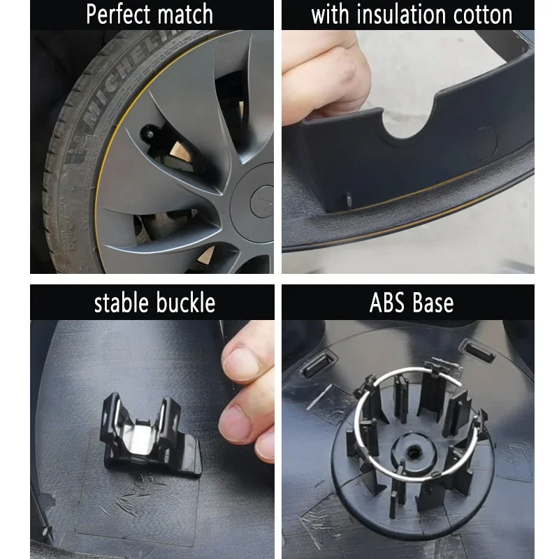 4PCS 19 inch Hub Caps Wheel Cover For Tesla Model Y-Hub Caps Rim Cover Vehicle Car Exterior Tyre Tire Protection