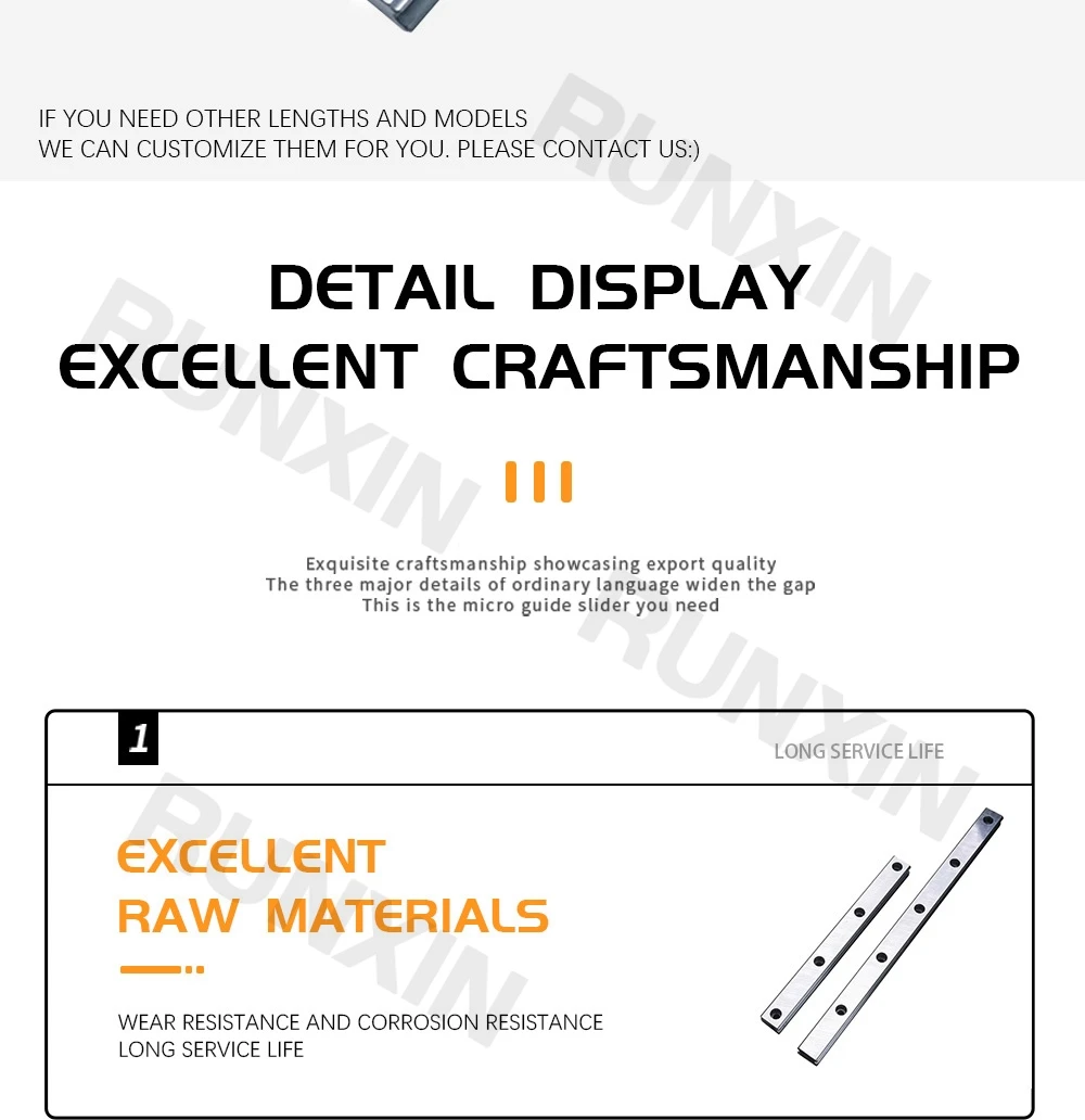 Description Picture 3 of itemRXTNC free shipping 2pc HGR15  L200-1400mm Square Linear Guide Rail for HIWIN Slide Block Carriages CNC Engraving