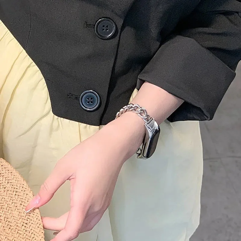 Fashion Slim Metal Strap For Xiaomi Band 7 6 5 Stainless Steel Strap Bracelet For Mi Band 5 6 Strap Replacement Watch Strap