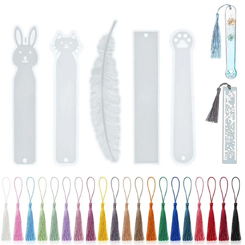 Glue Mold Bookmark Mold With 20 Tassel Bookmark Mold Kit Bookmark Epoxy Resin Casting Mold For Diy