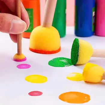5pcs Round Sponges Brush Painting Set , Paint Sponges Dabbers Acrylic Painting Tools for Kids Arts and Crafts 3