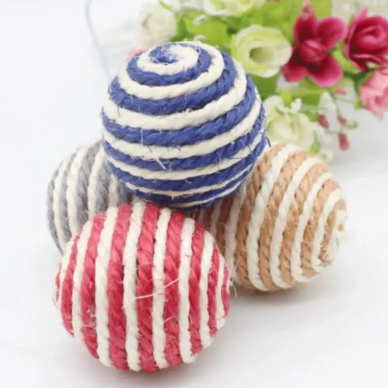 Cat Toy Sisal Ball Pet Scratching Ball Chew Eco-Friendly Toy Pets Interactive Toy Bite and Wear Resistant Random Color 3