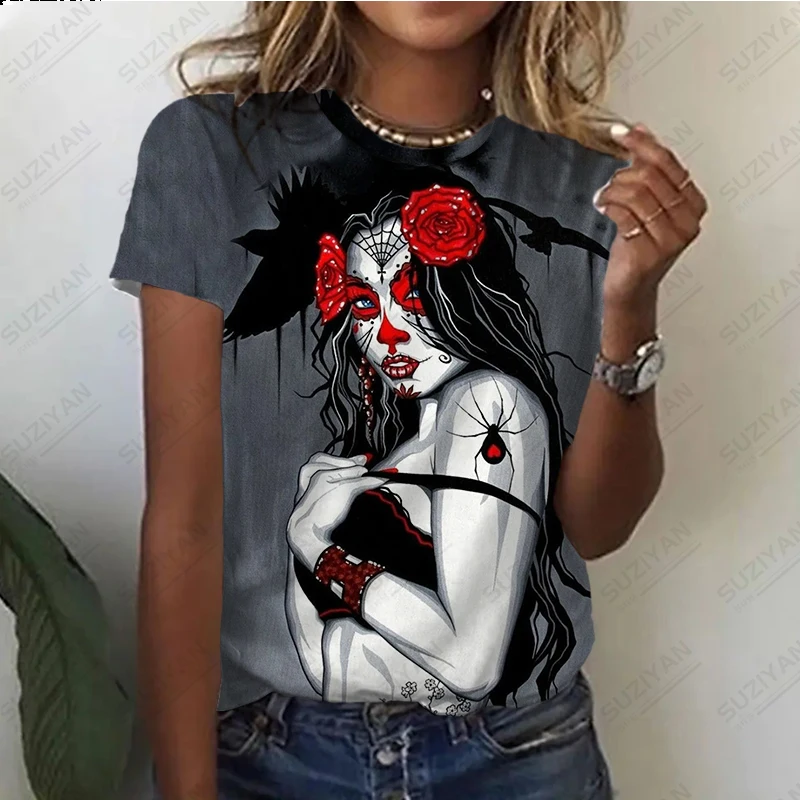 Hot Selling Sexy Pattern Women's Short Sleeve Round Neck T-shirt Temperament Casual Loose Size Top Street 3D Printed Women's Top summer t shirt 3d printing lion trend men s fashion o neck oversized casual short sleeved street hot selling comfortable top