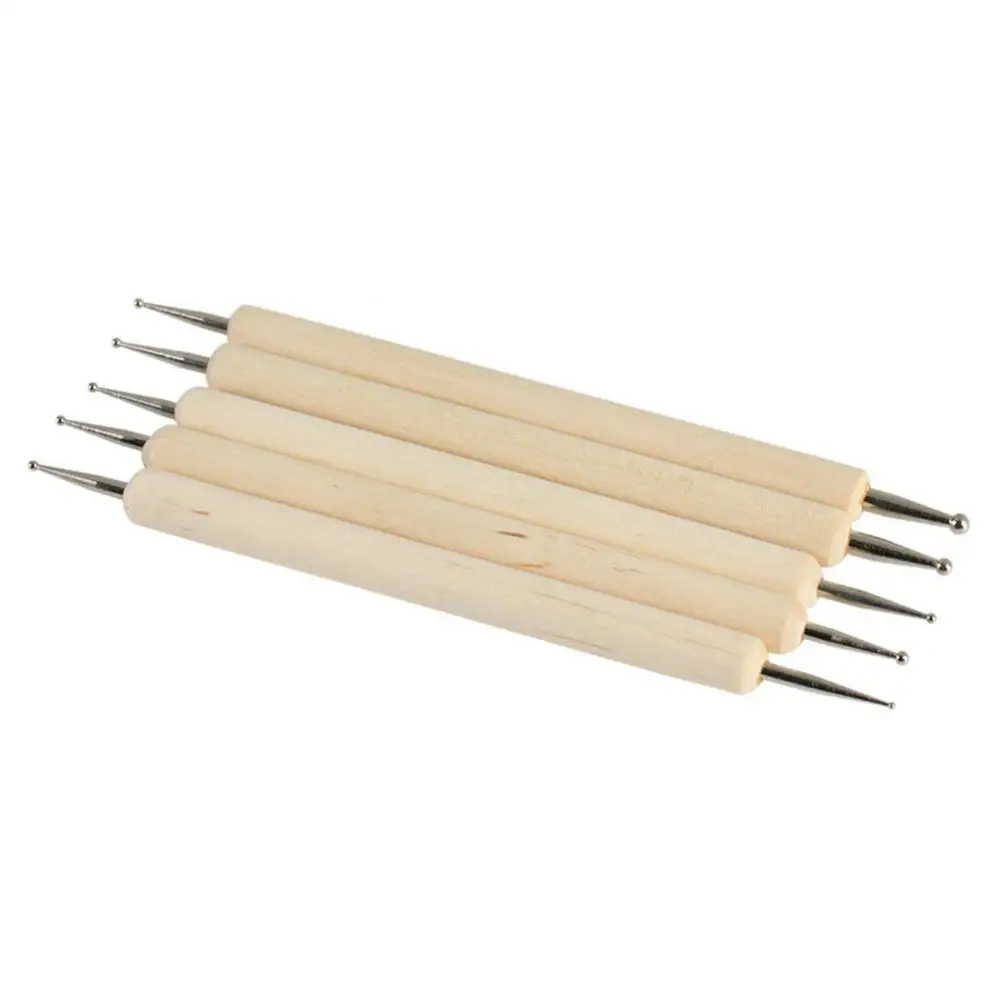 5Pcs/Set Wholesale Nail Art Dotting Pen Set Pro 2-Way Wooden Painting DIY Manicure Salon Decoration Dotting Tools 4