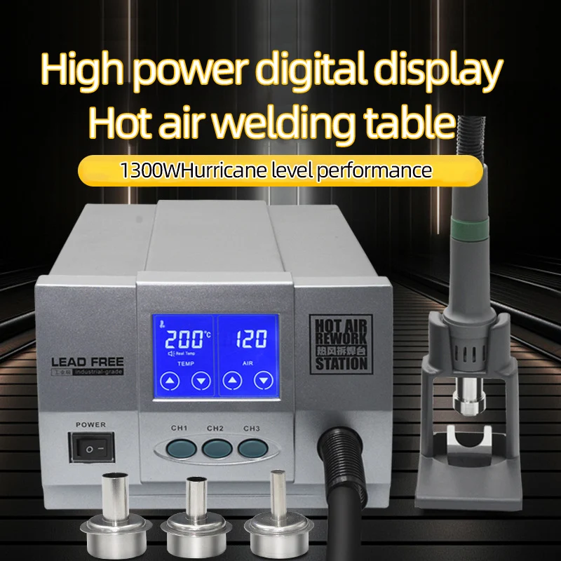 NEW 861X 1300W Ultra-High-Power Lead-free Adjustable Hot Air Gun Rework Station Soldering 1300W 220V For Phone CPU Chip Repair