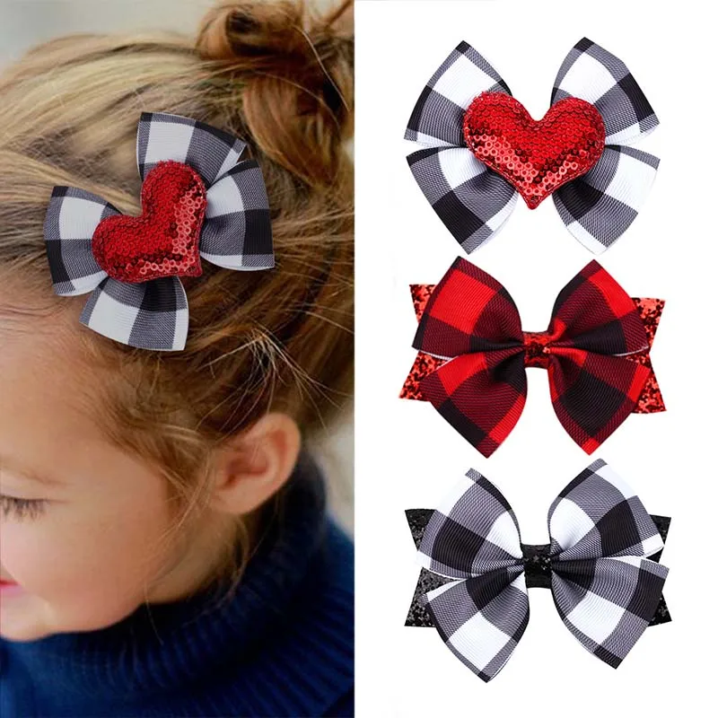 

Xugar Classic Plaid Bows Hairpins For Kids Girls Black White Striped Bowknot Hair Clips Hairgrips Baby Headwear Hair Accessories