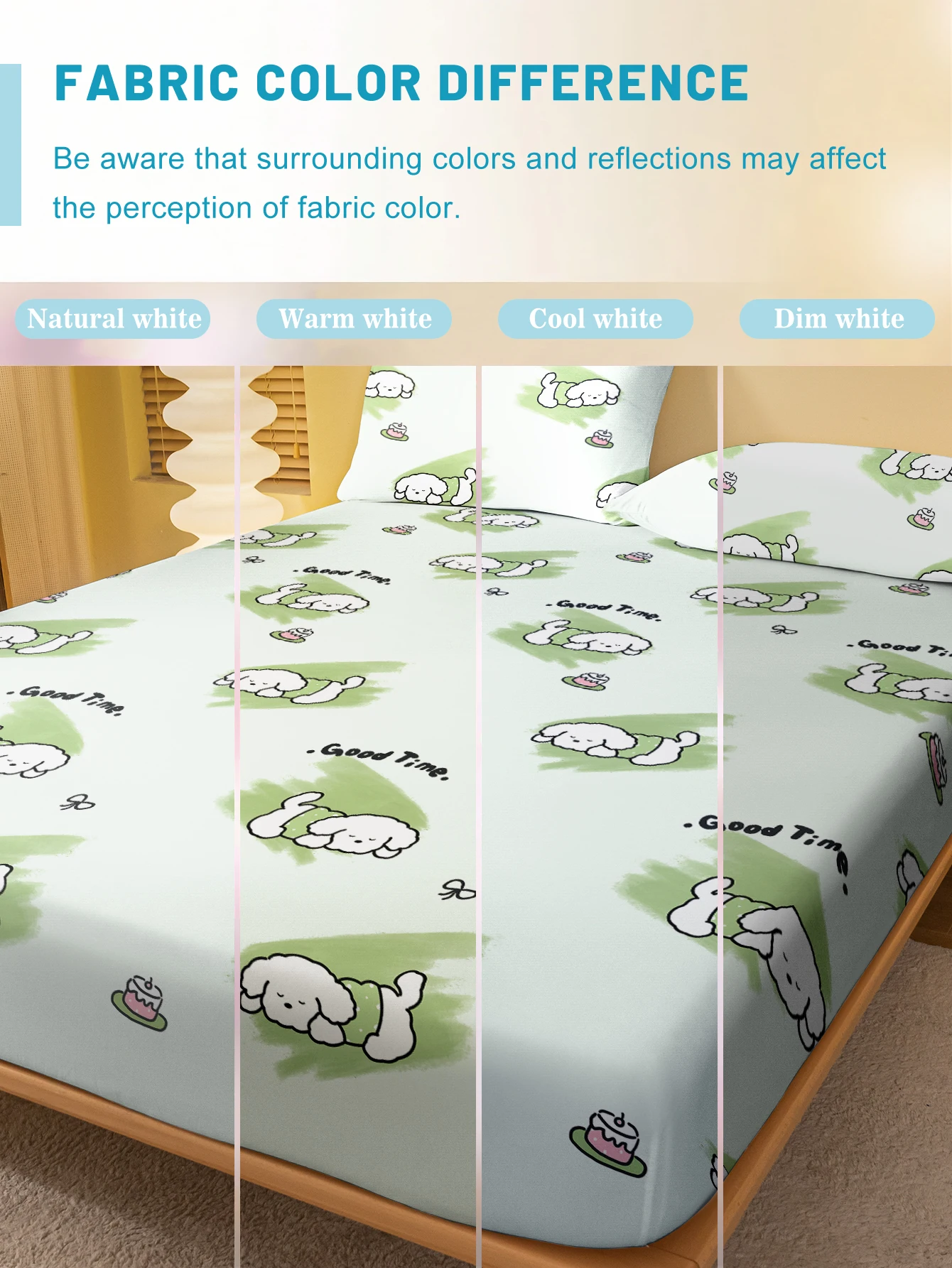 1 Cartoon Cute animal dog printed matte Fitted Sheet, bedroom printed bed cover, bedding (excluding pillowcases) 4