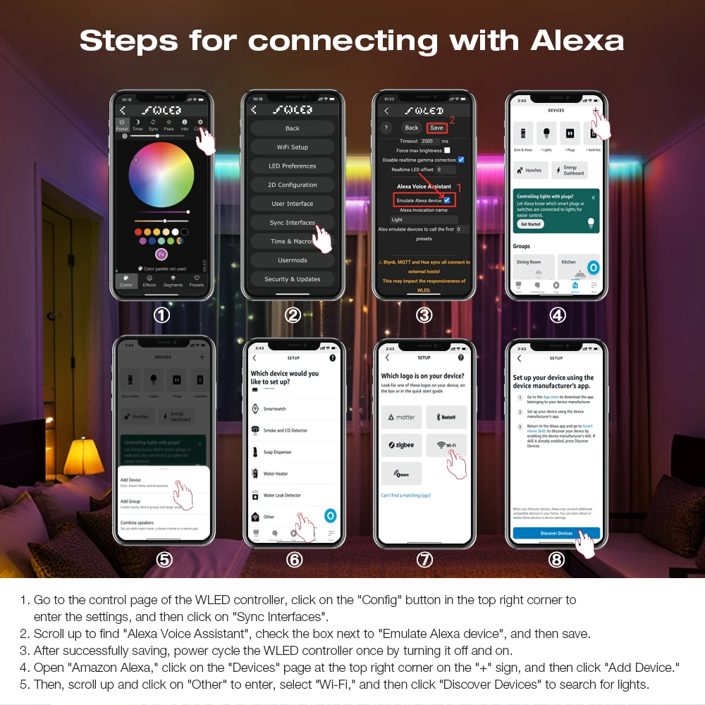 รูปสินค้า WLED Controller ESP32 ควบคุมแสง RGBIC COB LED Strip ตอบสนองเสียงเพลง เชื่อมต่อ Alexa