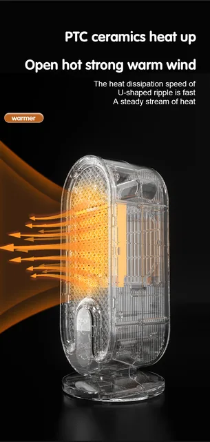 PTC Ceramic Heater 750W Desk HeaterTouch Screen Display Fast Space Heating Two Gears Timeable Electric Heaters Timer Setting 3