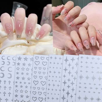 24 Sheets Airbrush Stencils Nail Stickers for Nail Art, French Nail Decals  Printing Template Stencil Tool Moon Stars Heart Butterfly French Design