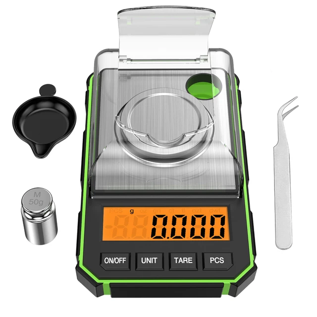 Professional 0.001g Portable Mini Digital Scale - 50g Calibration Weights  Included (No Battery Needed)