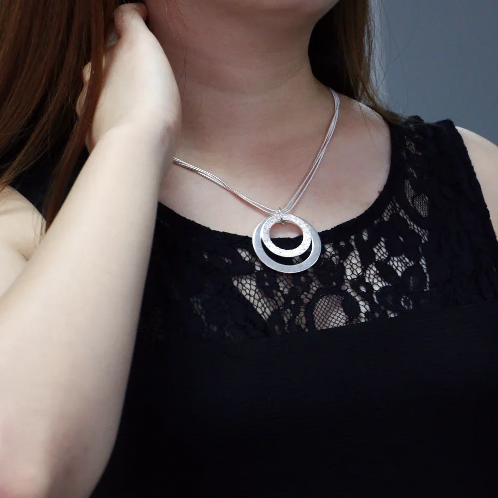 45cm Fine noble circle pendant 925 Sterling Silver necklaces for Women fashion charms Jewelry Party wedding Christmas Gifts