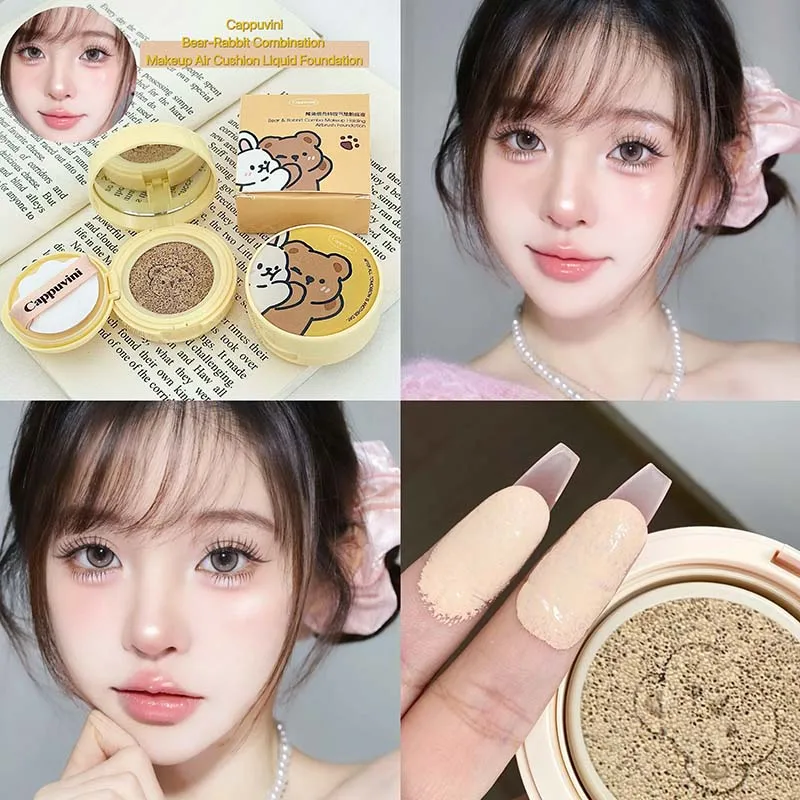 Cushion Foundation Moisturizing Concealer Air Cream Light Natural Waterproof Brighten High Coverage Base Makeup Cosmetics