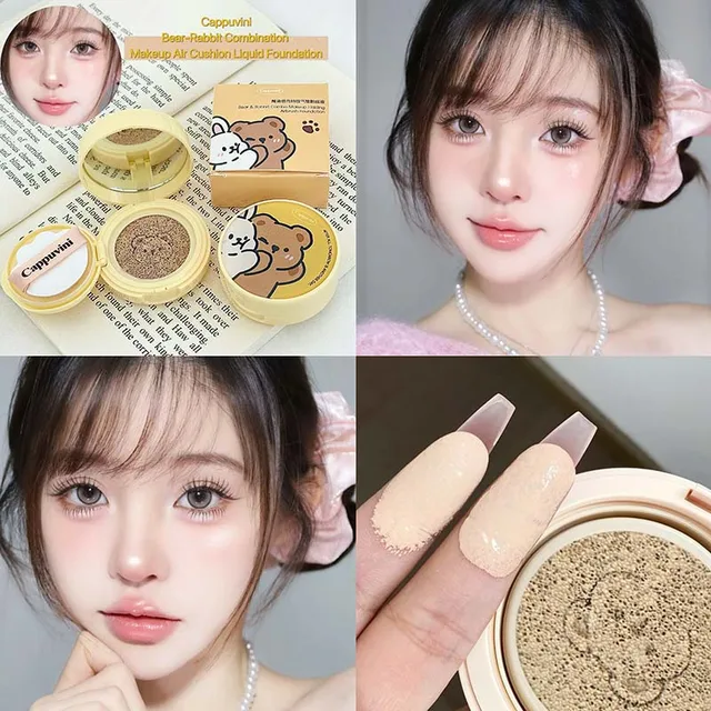 Moisturizing Concealer Air Cushion Foundation Cream Light Natural Waterproof Brighten High Coverage Base Makeup Cosmetics