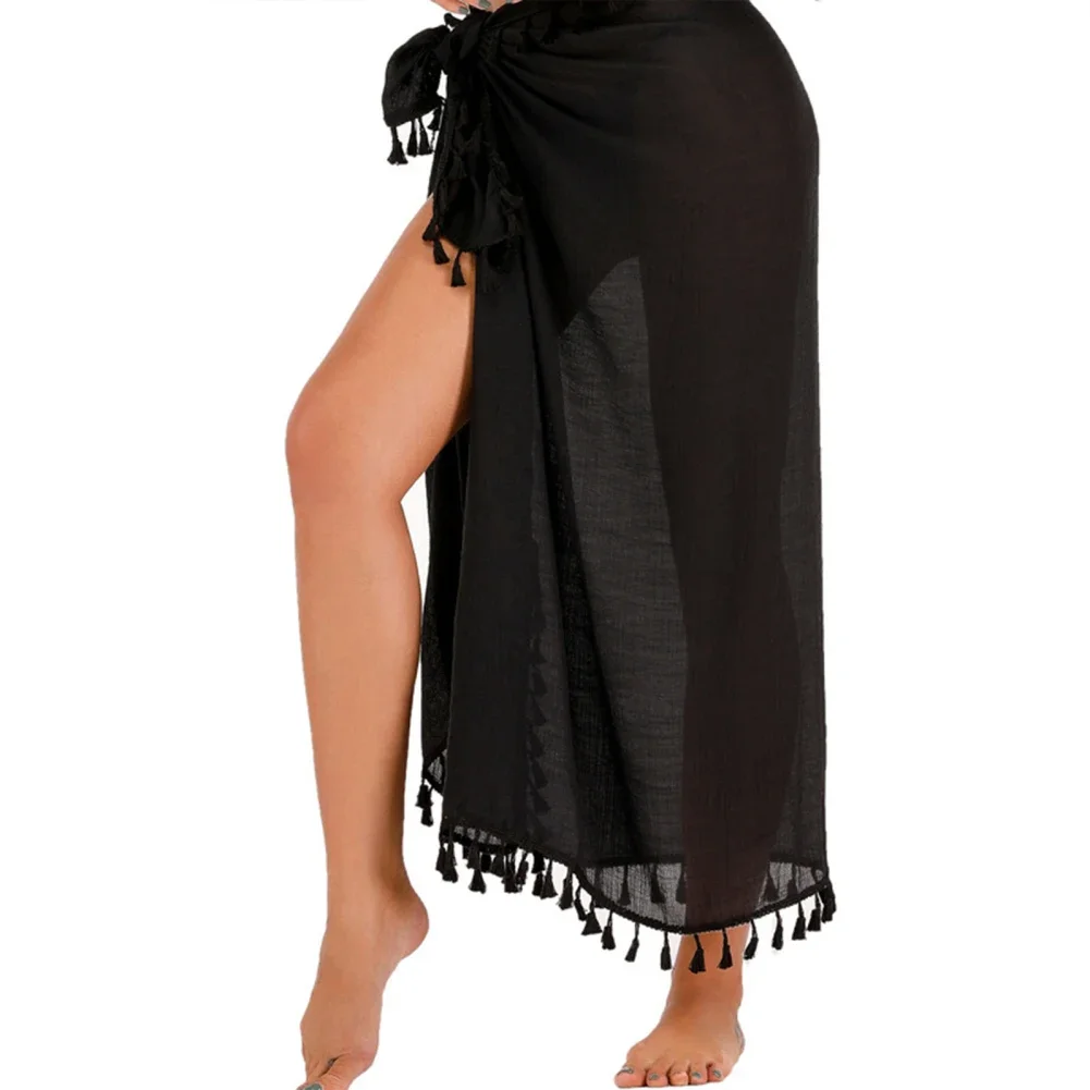 Women Sarongs Beach Wrap Sun Protection Solid Color Quick-drying Chiffon Bikini Cover Up For Beach Party 5