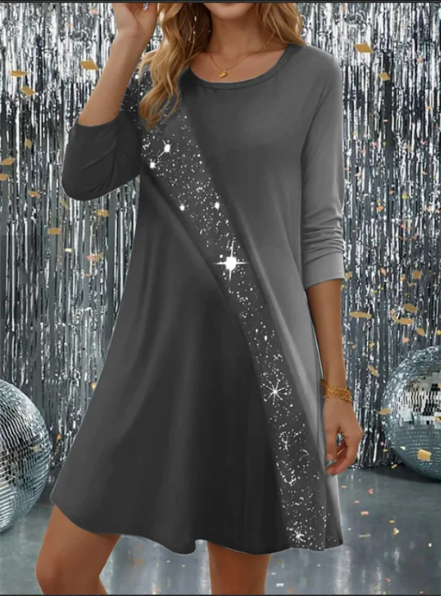 

Womens Clothing Dress Spring Winter New Round Neck Commuting Dress