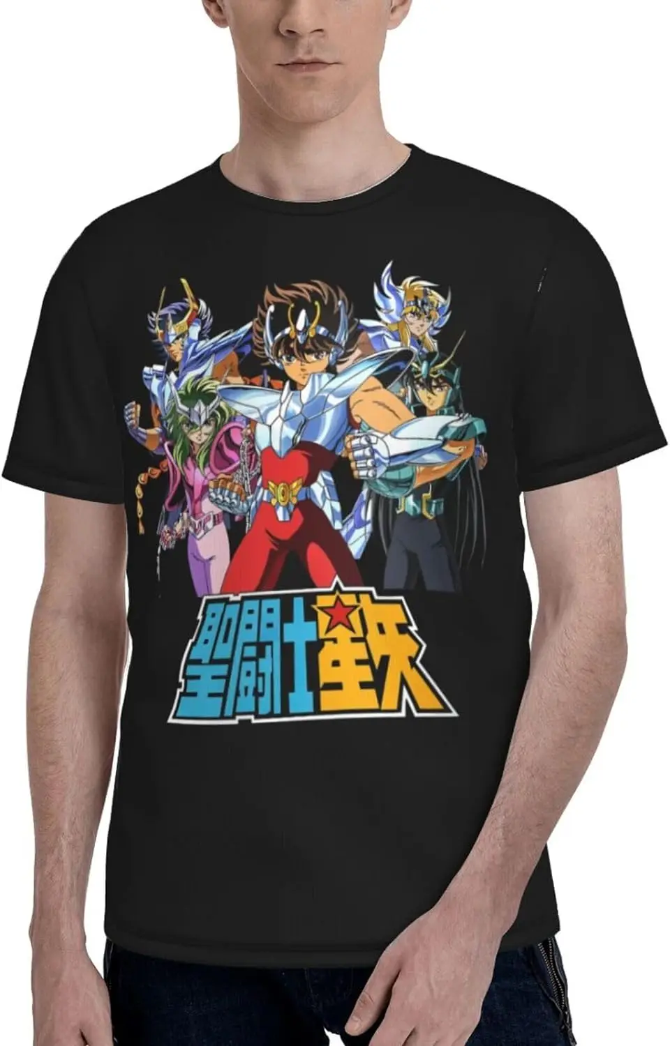 

Anime Saint Seiya Men's T-Shirt 3D Summer Casual Round Neckline Short Sleeve Tshirt