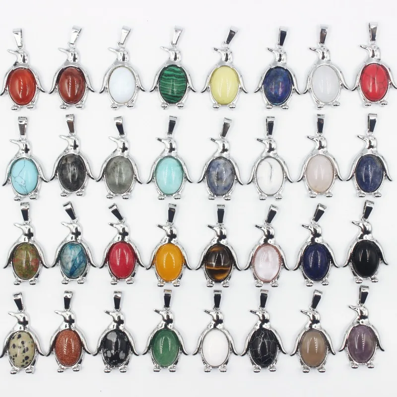 

20 шт., подвеска в форме пингвина из натурального камня