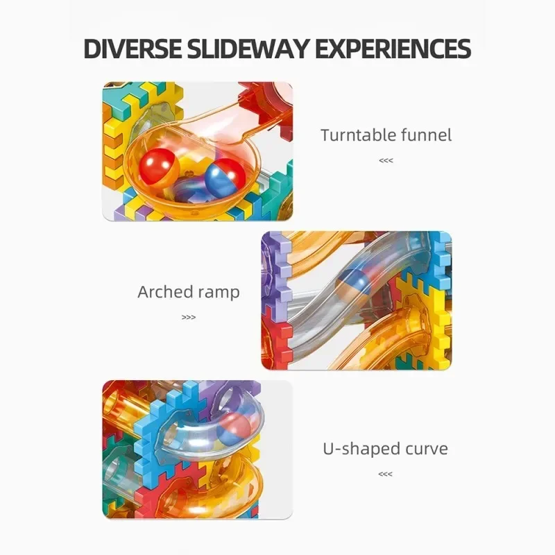 Variety track ball building block children DIY assembly build slide marble educational toy 3