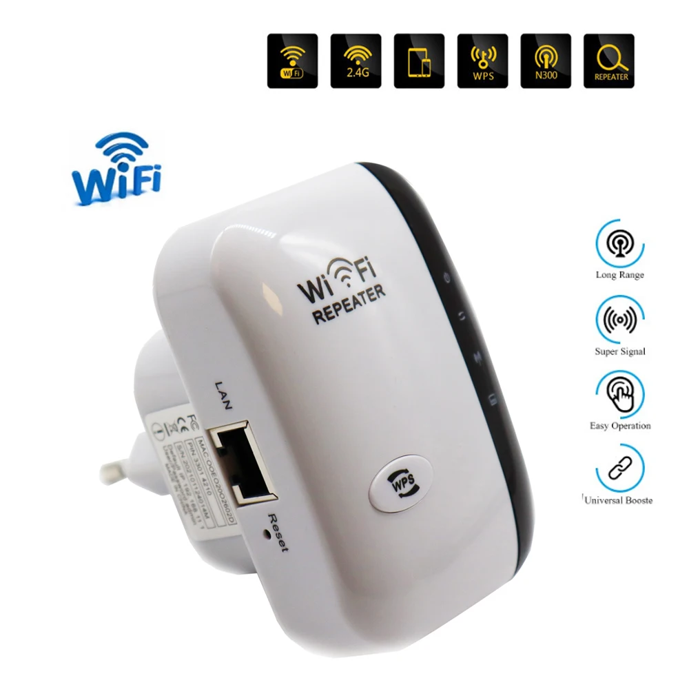 Repetidor WiFi inalámbrico de largo alcance, amplificador de señal de  300Mbps, 802.11N, punto de acceso