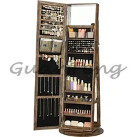 360° Swivel Jewelry Cabinet, Lockable Jewelry Organizer with Full-Length Mirror, Rear Storage Shelves, Jewelry Armoire 1