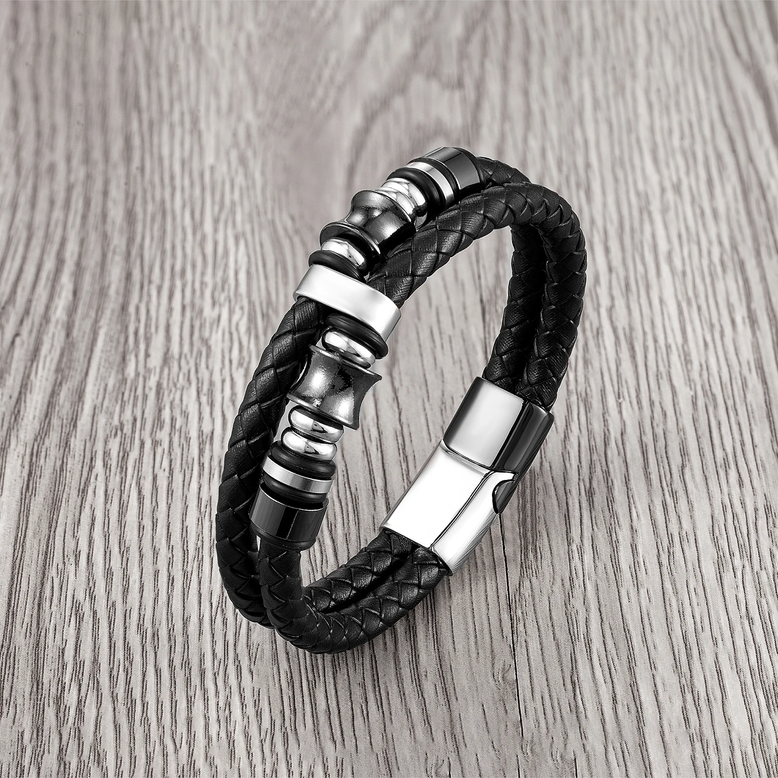 Leather Bracelets Men New Stainless Leather Bracelet Leather