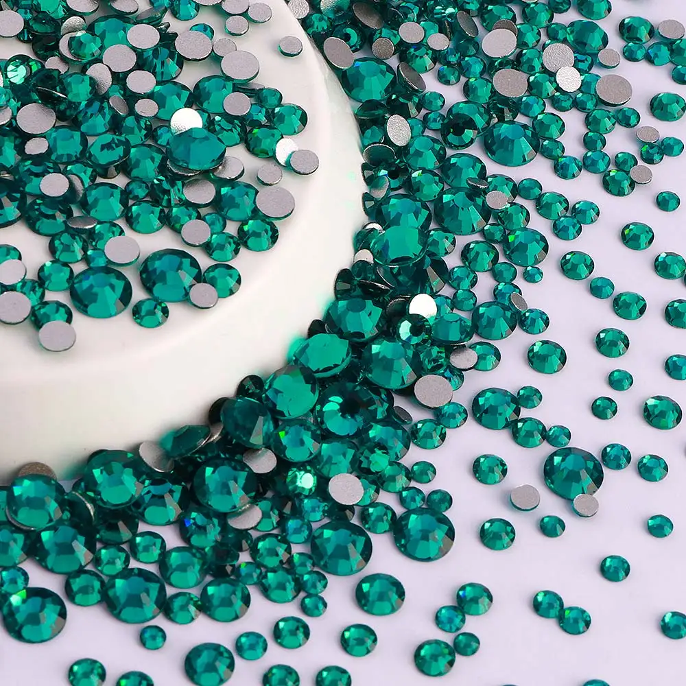Versatile Mix Size Glitter Glass Rhinestones - Silver Bottom, Non-Hotfix, Perfect for Nail Art and Clothing Embellishment