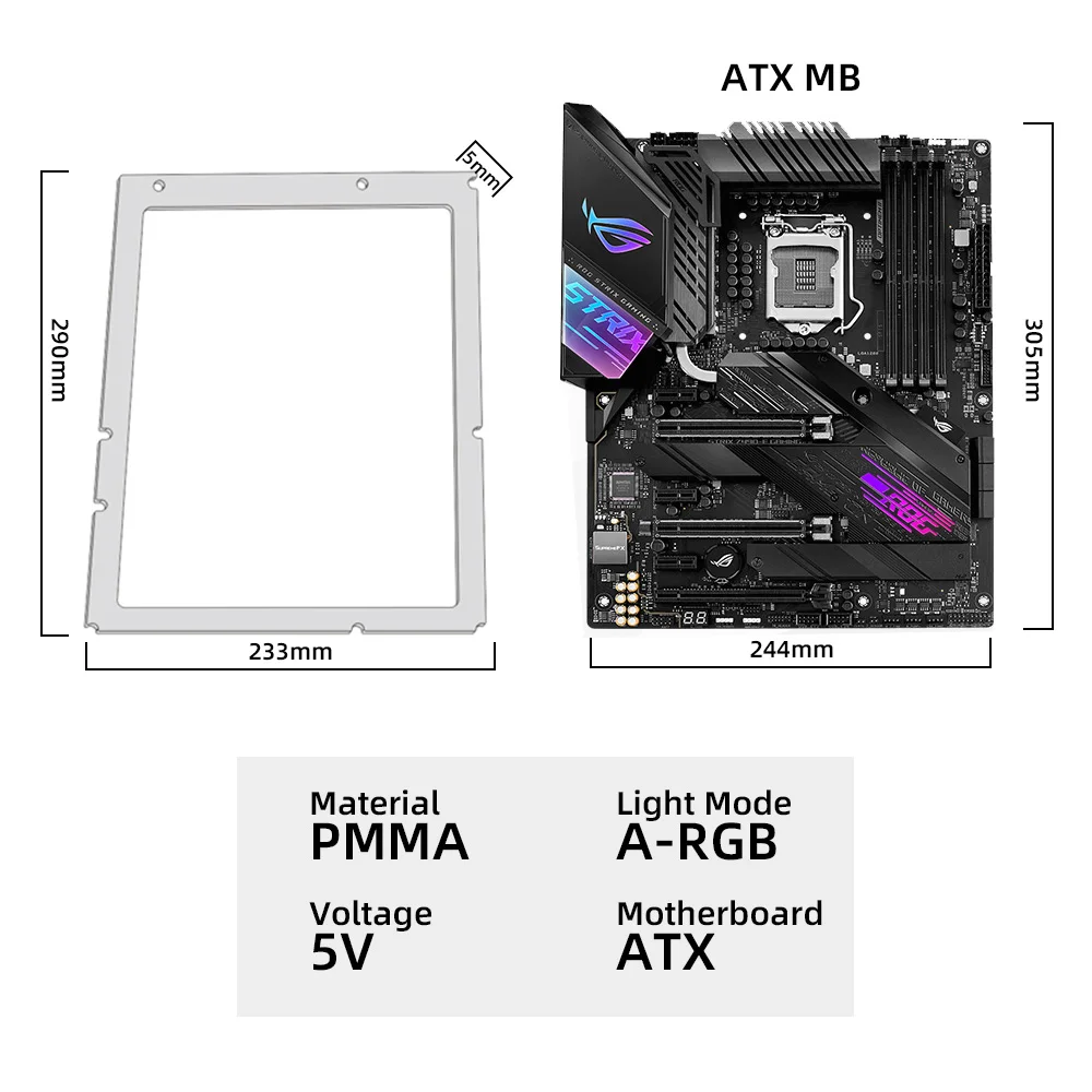 Mainboard A-RGB Lighting Frame ATX MATX ITX 5V3Pin Motherboard Backlight AURA SYNC PC Case LED Strip Rainbow MOD Panel
