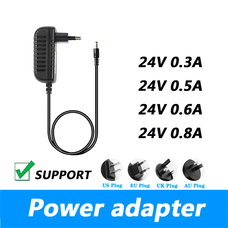 Adaptador Regulado do Poder Interruptor C.c. 24v 0.3a 24v 0.5a 24v 0.6a 24v 0.8a 5.5×2.1 mm