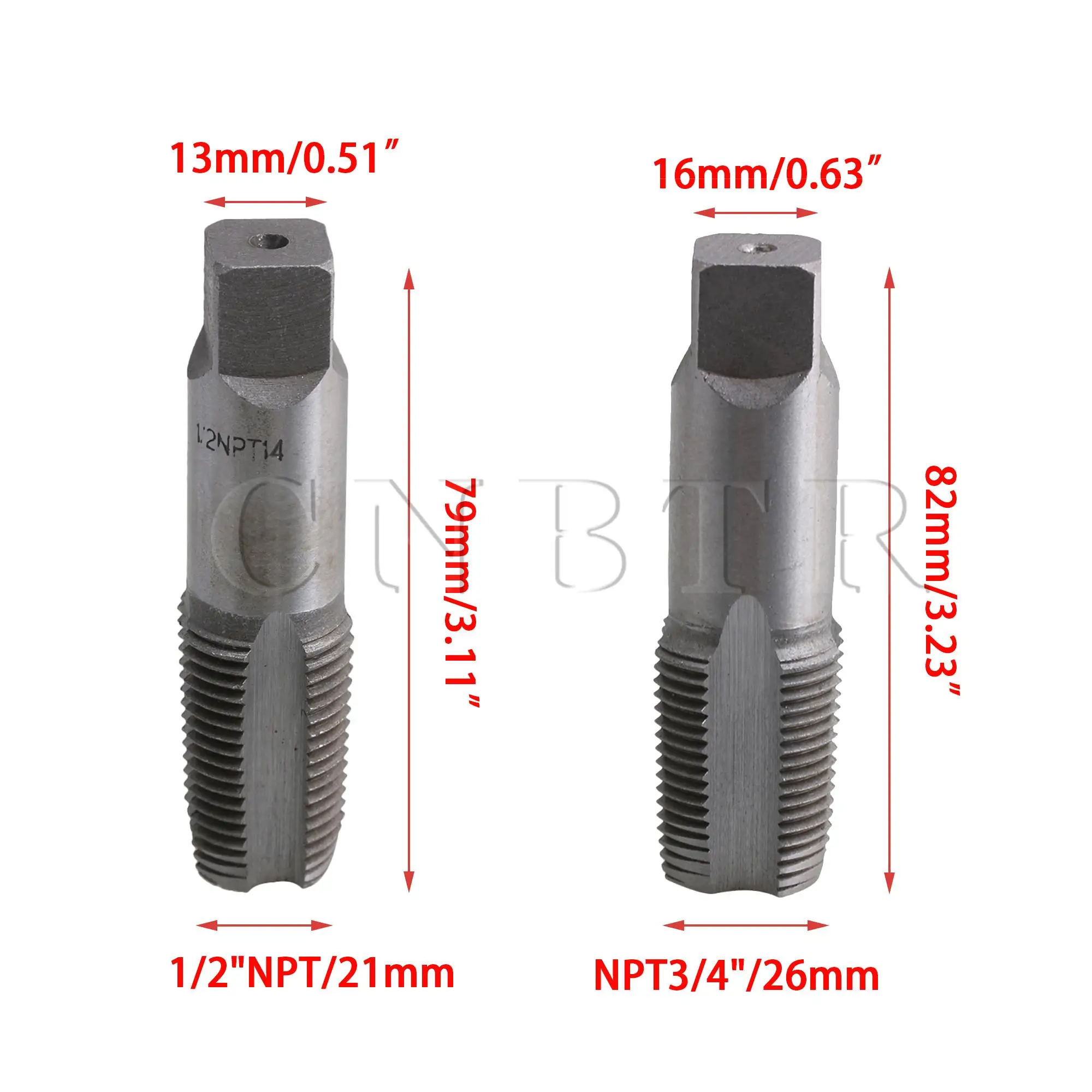 CNBTR 2/3Pcs Carbon Steel Metric Threading Tap NPT 3/4" 1/2" Repairing Tools Kit