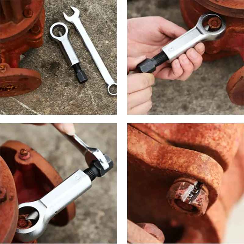 Rusty Nut Wrench Damaged Screw Separation 9-27mm Splitter Portable Manual Remover Spanner Steel Wrench Hex Extractor Car Tools
