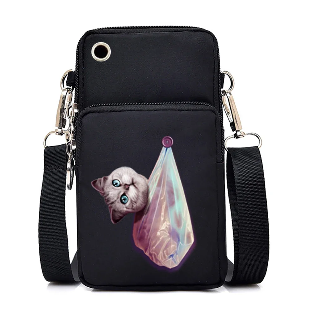 Cute Cat Graphics Women Crossbody Messenger Mobile Phone Bag mobile phone bag,women messenger bag