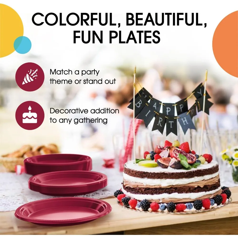 

50 Count Plate Set, 10 Inch. Disposable Plates For Party, Heavy Duty Plastic Plates Disposable, Plastic Plates For Party