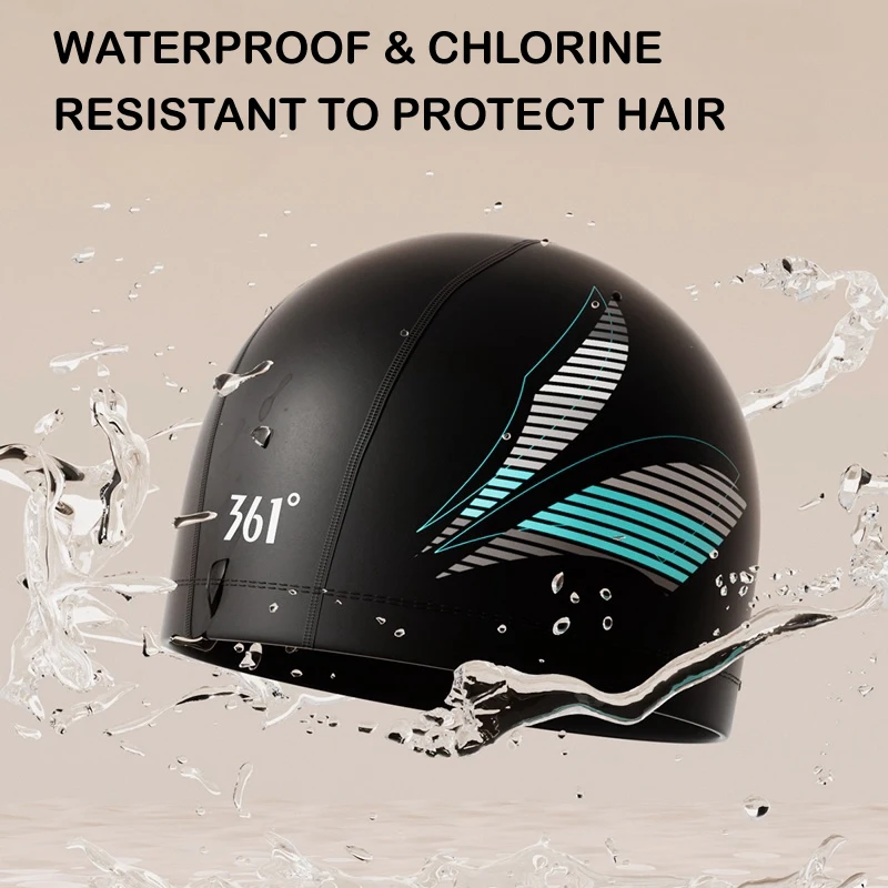 PU Coated Spandex Swimming Cap Men Women Printed Pool Hat Water Sport Protect Ears Long Hair Bathing Caps Water Caps Waterproof 3