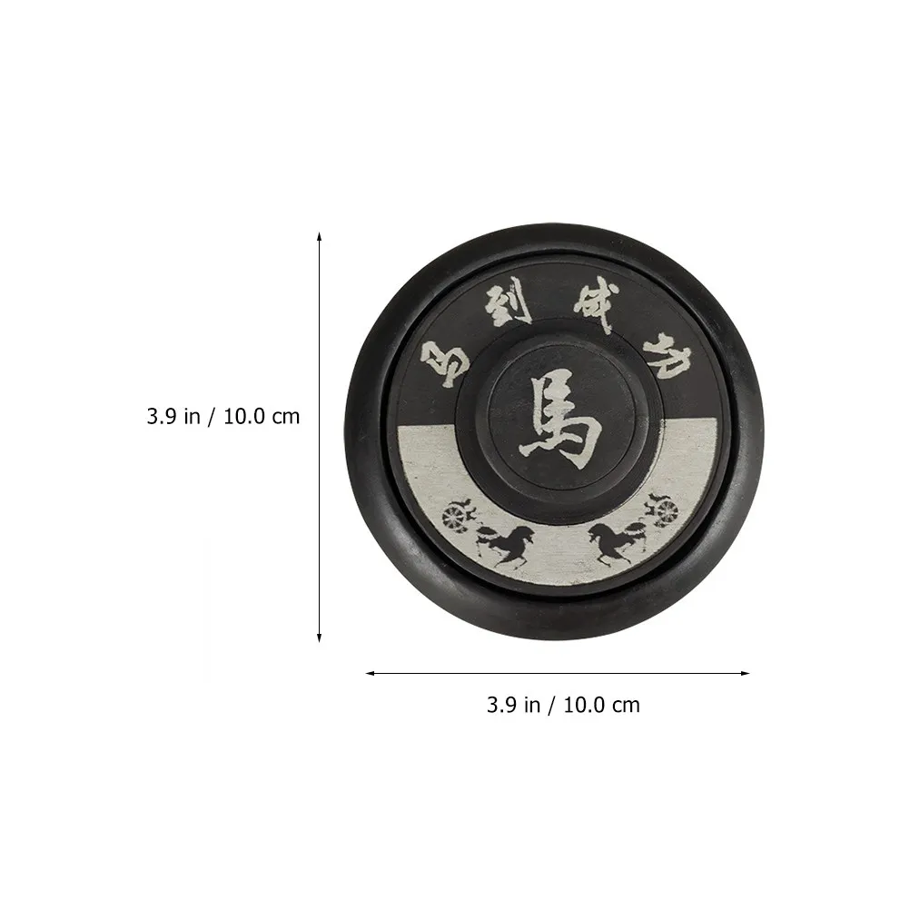 1Pcs 4 인치 전통적인 커버가 있는 서예 잉크 연삭석 부드러운 내부 표면 말 패턴 디자인 경량