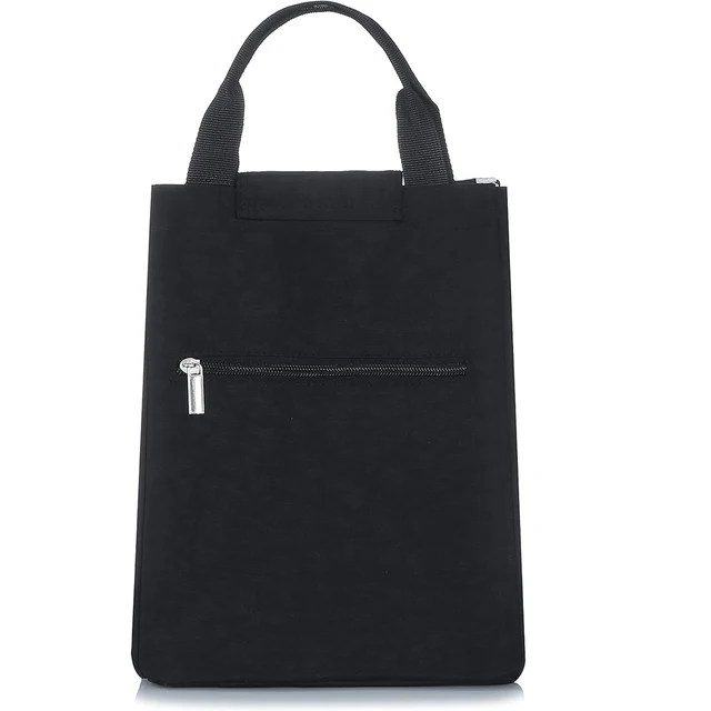 Borsa Termica Pranzo Donna | Con Tasca Frontale | Riutilizzabile In Alluminio | Vintage Nero