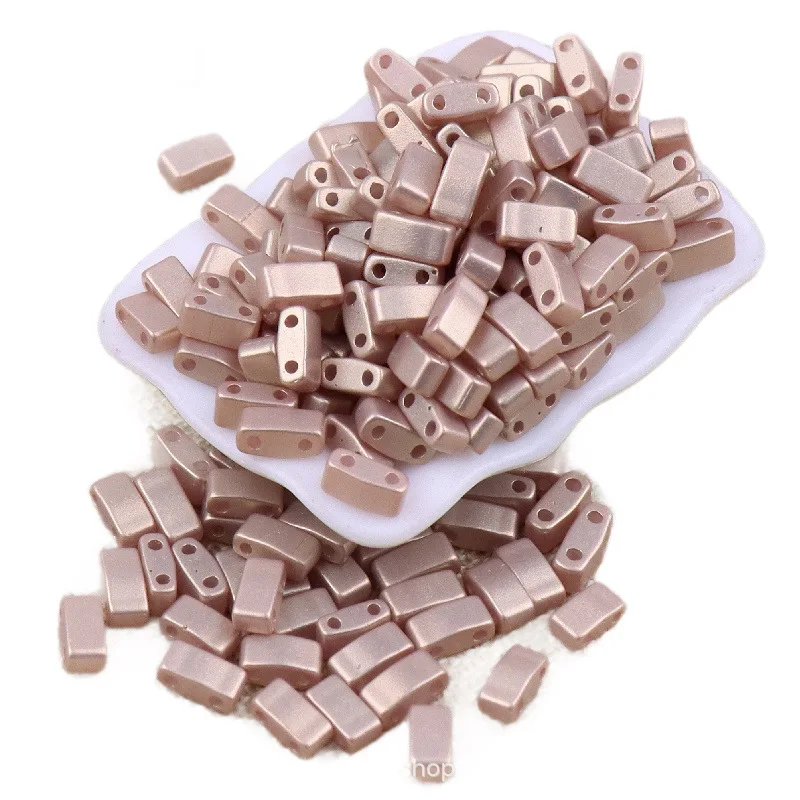 2.5X5mm 하프리프트 더블홀 유리 쌀알 비즈, 바로크 DIY 비즈, 액세서리용 루즈 비즈