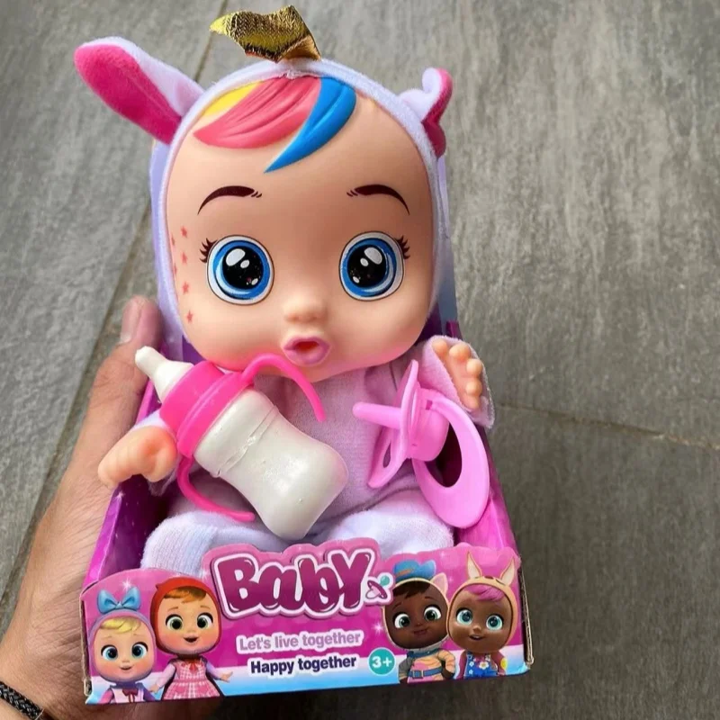 8inch 3D Weeping Babies Unicorn Baby Simulation Baby Crying Doll For Girl Reborn Vinyl Christmas Gift