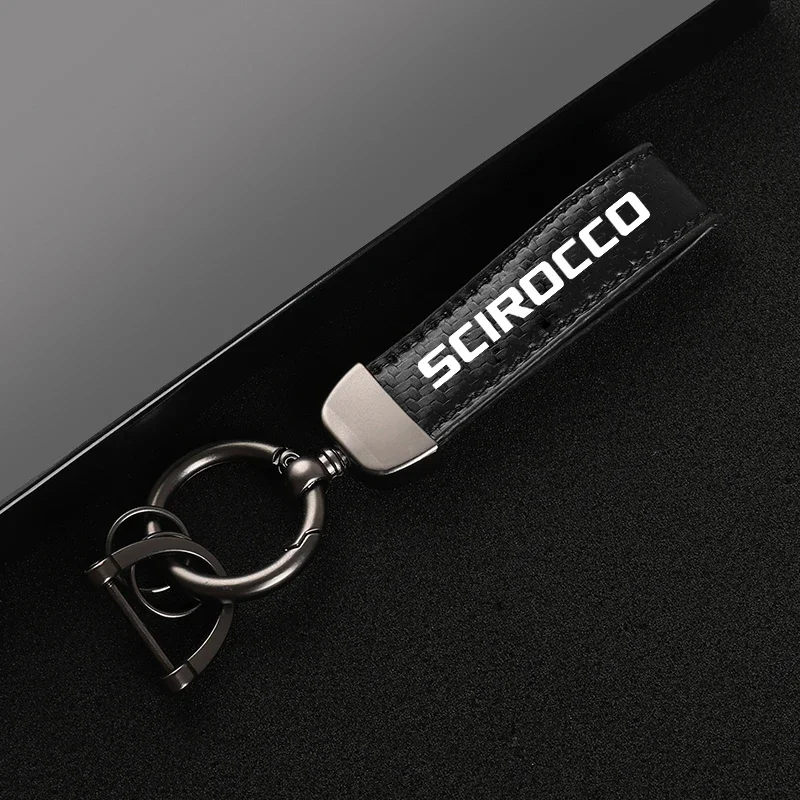 Portachiavi portachiavi in corda di cuoio in fibra di carbonio per auto di nuova moda per accessori auto SCIROCCO - immagine 5