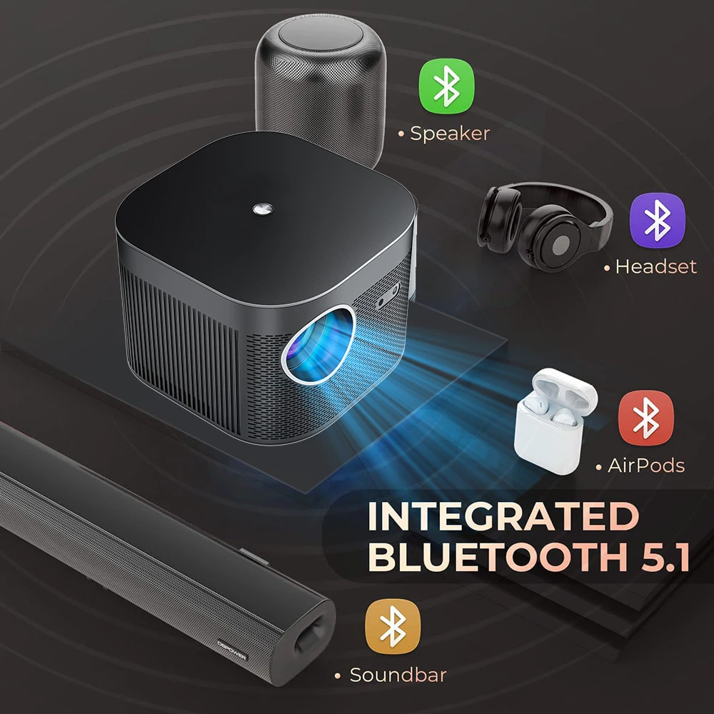 Salange F18 LED Mini Projector 1080P Android 10 Movie Beamer