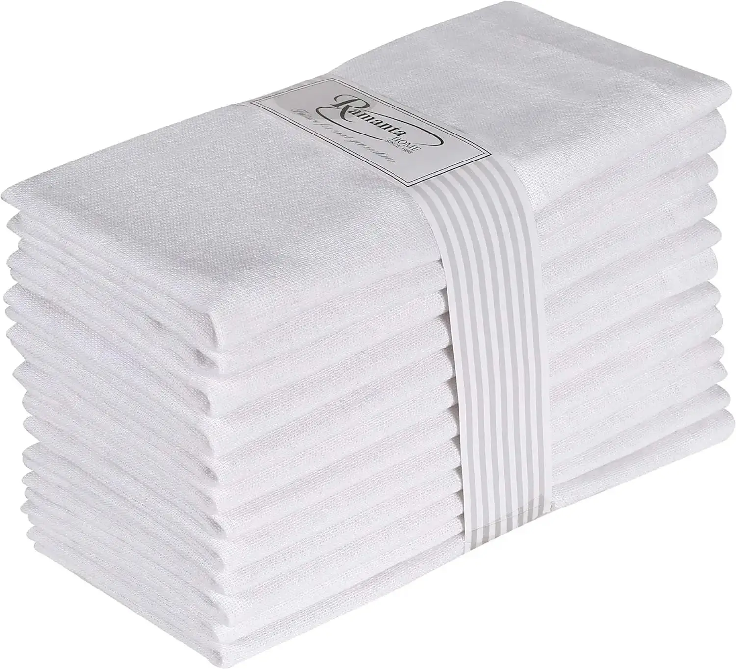 Linen Flax Cotton Dinner Napkins - Set of 12 Natural Fabric Wedding Napkins with Mitered Corners