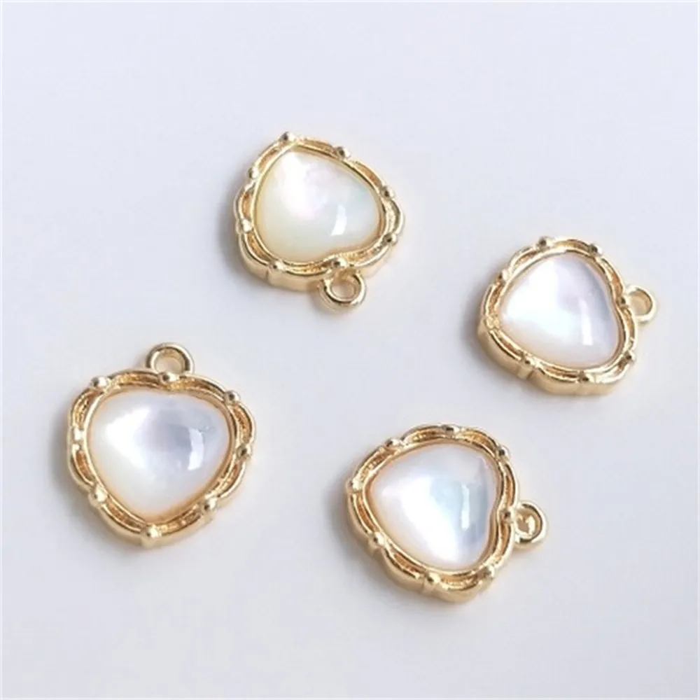 Set with Natural Mother-of-pearl Curved Heart Pendant 14K Gold-plated Love Pendant Diy Hand-made Jewelry Charms Pendant K426 set with natural mother of pearl curved heart pendant 14k gold plated love pendant diy hand made jewelry charms pendant k426