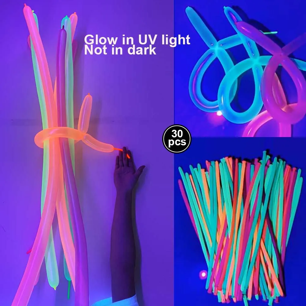 Fluorescent Green Neon Party Balloons - UV Glow Birthday Decorations Set
