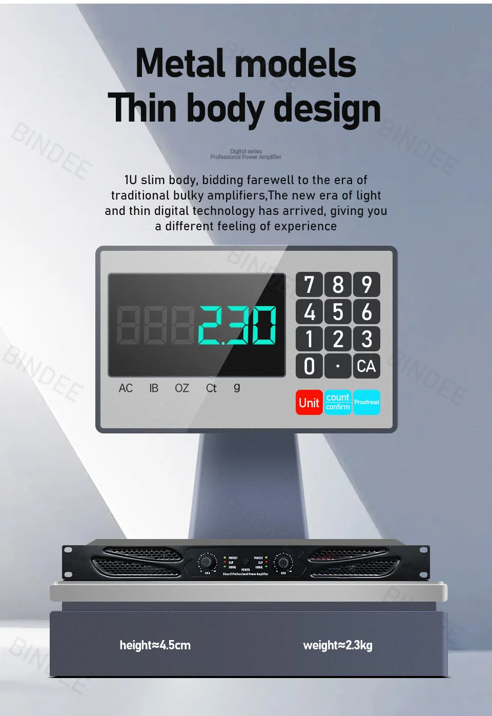 Slim 1U 2-channel professional digital power amplifier for stage performance conference school home karaoke outdoor amplifier