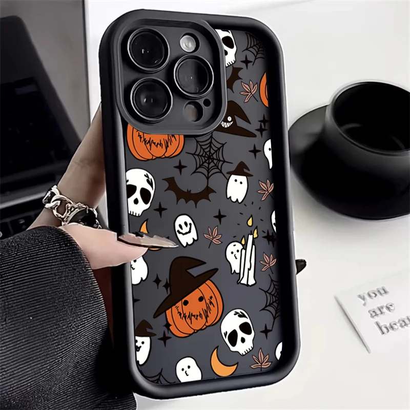 Halloween Pumpkin Ghost Silicone Phone Case - Soft, Durable, and Festive Design