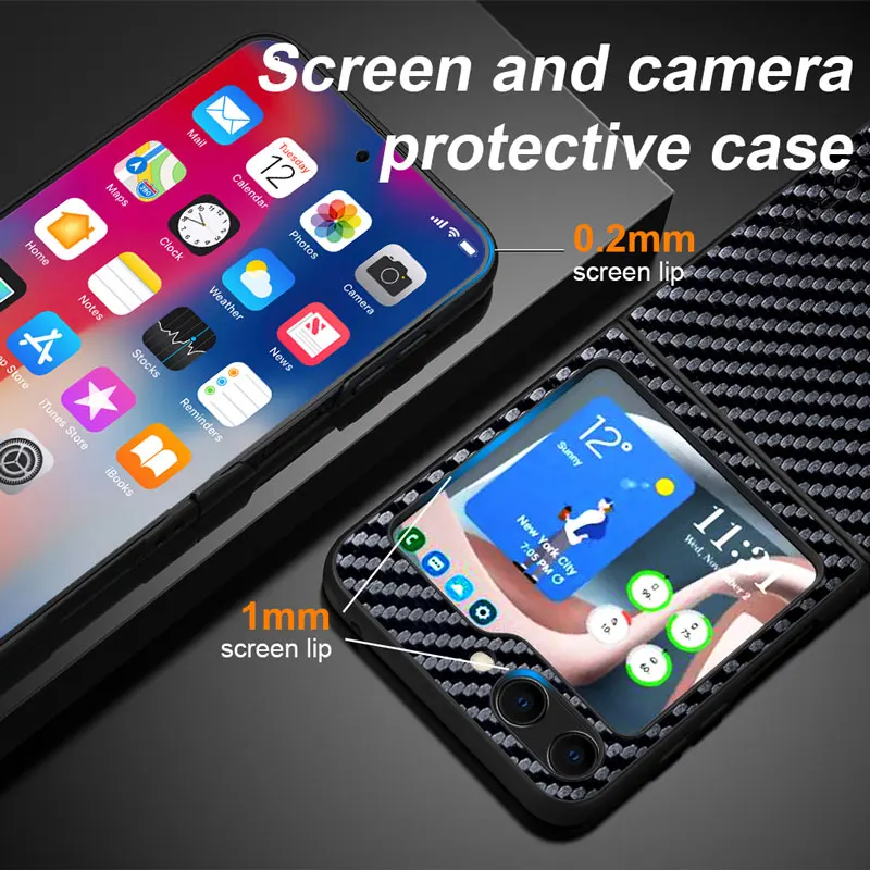Carbon Fibre Shockproof Slim Non-Slip Full Body Protective Phone Case
