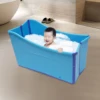 Oversized Foldable Bath Tub Adult Kid Portable Spa Sauna Bath Rectangle Bucket Water Tub, Blue 1